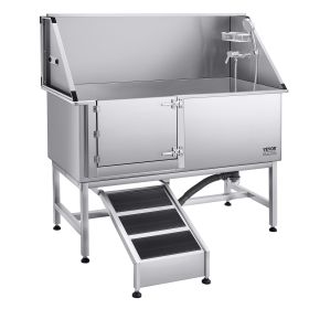 VEVOR Stainless Steel Dog Washing Station, 62 inch Pet Grooming Tub w/ Ramp, PE Water Filter Board VEVOR Stainless Steel Dog Washing Station, 62 inch Pet Grooming Tub w/ Ramp, PE Water Filter Board